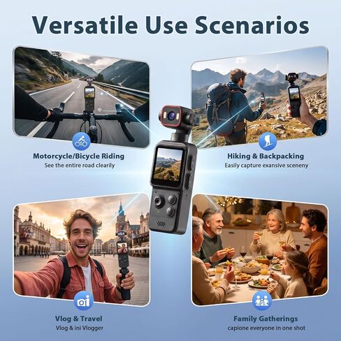 4K Vlogging Camera ,Portable Pocket Camera for YouTube TikTok with WiFi | Handheld Camera with 270° Rotating Lens,Inteligent Iollowing,1.54''Screen & 1200mAh,Daily Recording,Vlog,Travel in Saudi Arabia