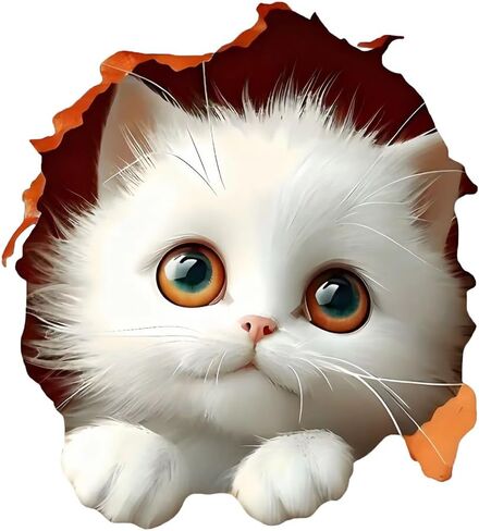2 PCS White Persian Kitten Car Decals Vinyl Bumper Stickers Z-154 | White Persian kitten decals. Premium vinyl decals waterproof for car, truck, bumper, laptop, wall art. in Kuwait