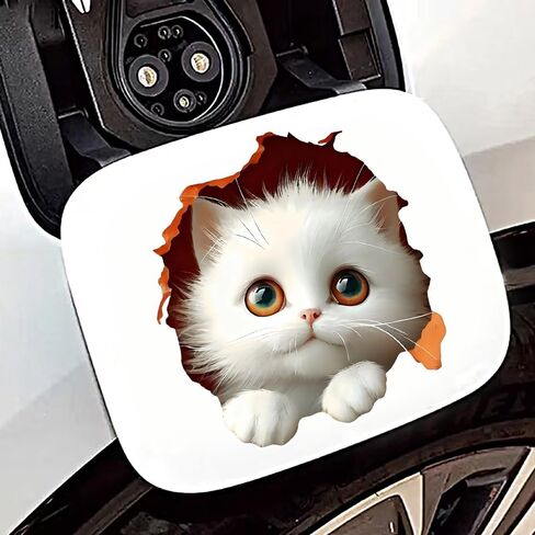 2 PCS White Persian Kitten Car Decals Vinyl Bumper Stickers Z-154 | White Persian kitten decals. Premium vinyl decals waterproof for car, truck, bumper, laptop, wall art. in Kuwait