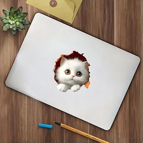 2 PCS White Persian Kitten Car Decals Vinyl Bumper Stickers Z-154 | White Persian kitten decals. Premium vinyl decals waterproof for car, truck, bumper, laptop, wall art. in Kuwait