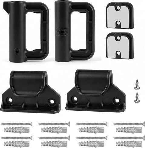 Stcockis Retractable Baby Gate Replacement Parts, Mesh Baby Gate Hardware Set with 2 Latches, 2 Hooks, 2 Brackets & Screws for Tall Retractable Dog Gate Full Set Wall Mounting Hardware (03H, Black) in Saudi Arabia