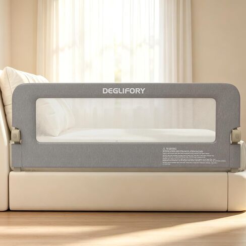 Bed Rail for Toddlers, 75IN Baby Bed Rail Guard Folding Up, Child Safety Side Railing Guards with Reinforced Anchor Bed in Kuwait