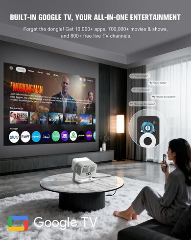 【Flagship Official Licensed Google TV】Smart Outdoor 4K Projector with WiFi and Bluetooth, VOPLLS Projectors with Dolby/Auto Focus, Portable Phone Movie Gaming Wireless Wifi Proyector for Bedroom/Home in Saudi Arabia