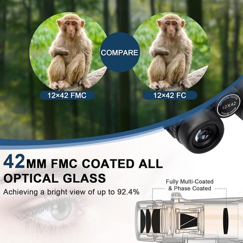 12x42 HD Waterproof Binoculars for Adults, Compact Binocular for Bird Watching (Black) in Saudi Arabia