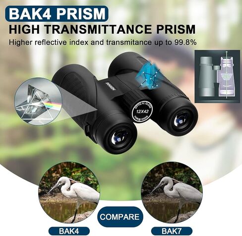 12x42 HD Waterproof Binoculars for Adults, Compact Binocular for Bird Watching (Black) in Saudi Arabia
