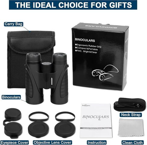 12x42 HD Waterproof Binoculars for Adults, Compact Binocular for Bird Watching (Black) in Saudi Arabia