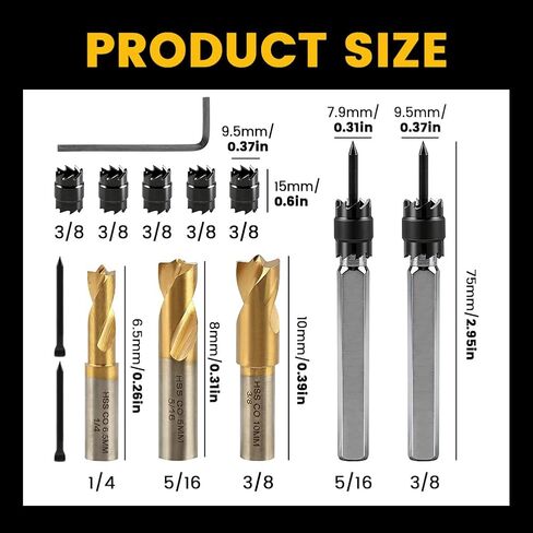 13 Pcs Spot Weld Cutter Sets Double Sided, 3/8" and 5/16" HSS Spot Weld Cutter Remover Drill Bits in Saudi Arabia