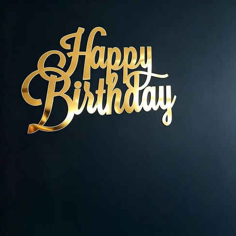 Happy Birthday Sign for Backdrop,Gold Acrylic Mirror Decal Letter Sticker Happy Birthday Letters Sign for Balloon Arch Birthday Party Balloon Arch Backdrop Decorations Backdrop Wall Photo Prop in Saudi Arabia