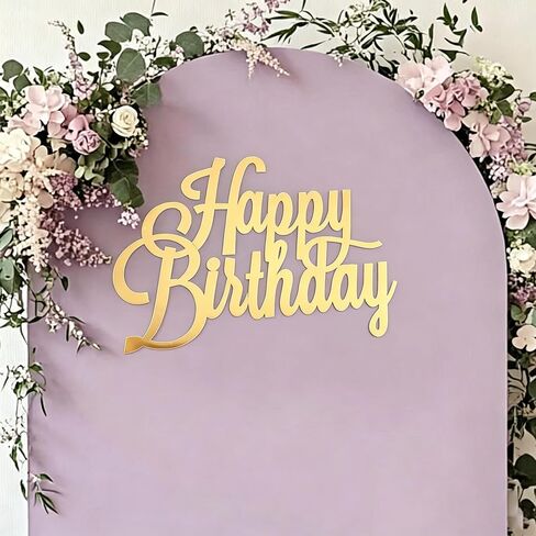 Happy Birthday Sign for Backdrop,Gold Acrylic Mirror Decal Letter Sticker Happy Birthday Letters Sign for Balloon Arch Birthday Party Balloon Arch Backdrop Decorations Backdrop Wall Photo Prop in Saudi Arabia