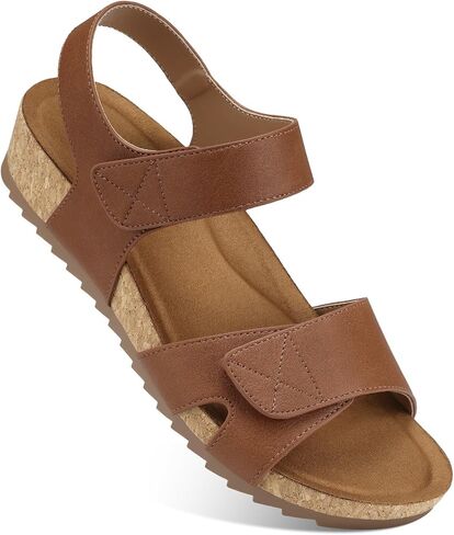SHIBEVER Women's Flat Sandals Comfortable: Summer Dressy Walking Shoes | Arch Support for All-Day Comfort, Adjustable Hook and Loop, Casual Daily Wear, Travel & Vacation in Saudi Arabia