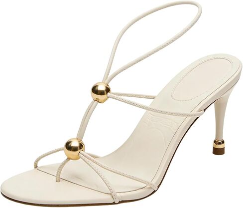 STALOV Strappy Heeled Sandals for Women Round Open Toe Slingback Thong Flip Flop Heels Comfortable Party Dress Shoes with Metal Buckle in Saudi Arabia