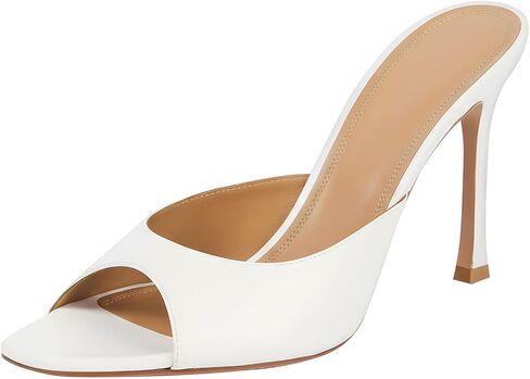 Women's Open Toe Mule Heels - Slip On Stiletto High Heeled Sandals Sexy Dressy Party Wedding Summer Shoes for Women in Kuwait