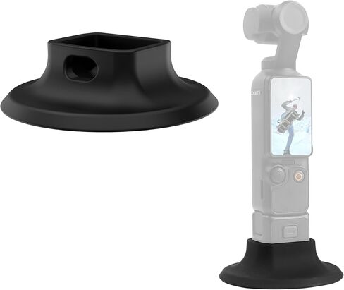 حامل سطح المكتب من السيليكون الأسود غير القابل للانزلاق من FiTSTILL لجيب DJI Osmo 4/3، خفيف الوزن وصغير الحجم، مع فتحة شحن محمولة، قاعدة دعم OSMO Pocket4 in Kuwait