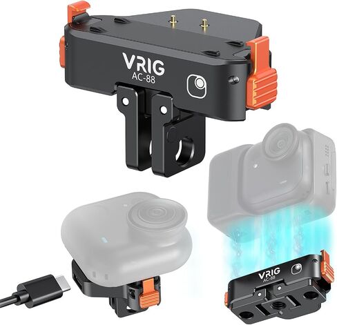 VRlG Magnetic Quick Release Adapter Mount for Insta360 GO Ultra with Charge | Aluminum Snap-On Magnetic Base with 1/4 Hole/ Foldable Connector for Tripods & Selfie Sticks, Vlogging in Kuwait
