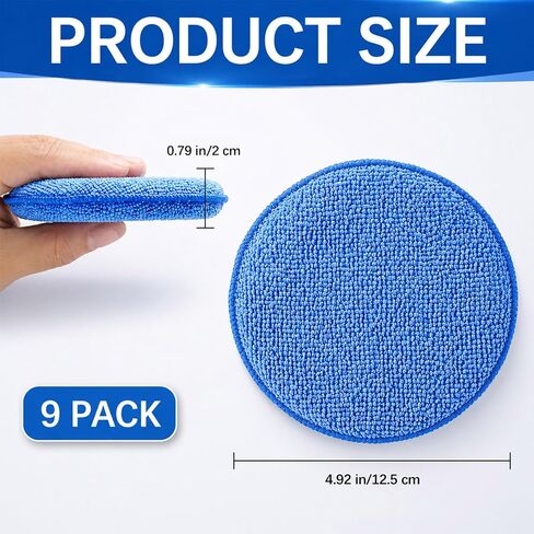 9 Pack Car Wax Applicator Pad 5 Inch, Foam Microfiber Applicator Pad for Car Buffing, Detail Polishing, Tire Shine Applicator, Cleaning and Fine Polishing in Kuwait