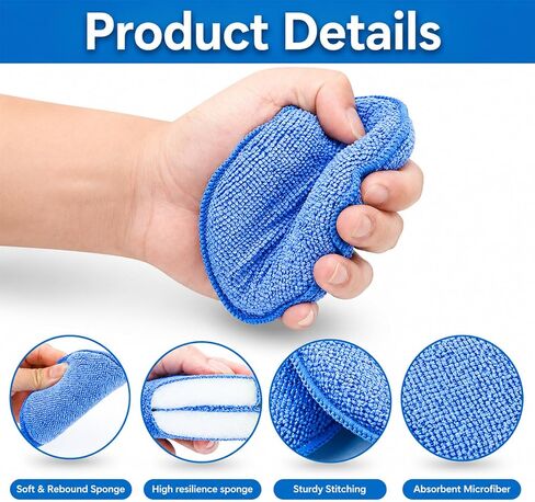 9 Pack Car Wax Applicator Pad 5 Inch, Foam Microfiber Applicator Pad for Car Buffing, Detail Polishing, Tire Shine Applicator, Cleaning and Fine Polishing in Kuwait