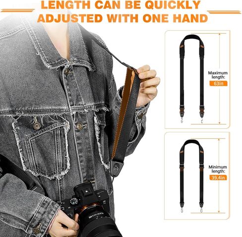 1.8" Wide Camera Should Strap for DSLR/SLR Cameras, Adjustable Length 39.4-63 inch, 60kg Load Capacity, Anti-Slip, as a Sling, Neck, Shoulder Strap for Travel, Street &Outdoor Photography in Saudi Arabia