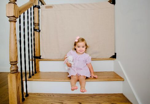 The Stair Barrier First Fabric Wall to Banister Baby Gate for Stairs 36"–43" Wide x 32" Tall – Dog Gate for Stairs, for Top or Bottom Staircase, Machine-Washable, Climb Proof, Designed in USA – Beige in Saudi Arabia