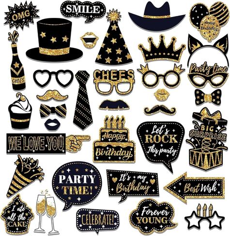 HARZHI Photo Booth Props Kit for Birthday Wedding Party Supplies Carnival Crazy Dance Decor Photobooth Funny Cute Holiday Selfie Supplies Masked Ball (36 Pcs Birthday) in Saudi Arabia