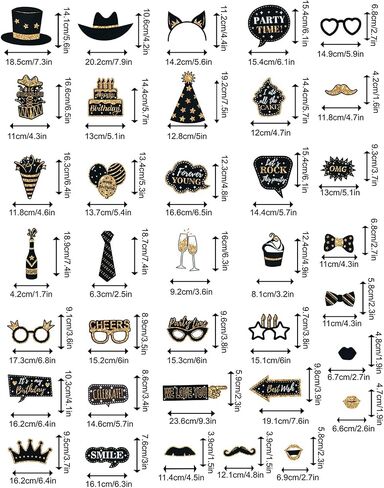 HARZHI Photo Booth Props Kit for Birthday Wedding Party Supplies Carnival Crazy Dance Decor Photobooth Funny Cute Holiday Selfie Supplies Masked Ball (36 Pcs Birthday) in Saudi Arabia
