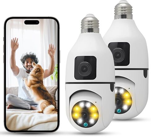 E27 Socket Security Camera, 2K/3MP Outdoor 2.4G Hz WiFi E27 Camera for Home Security, 24/7 Recording and Alarm (Dual Lens) (2) in Saudi Arabia