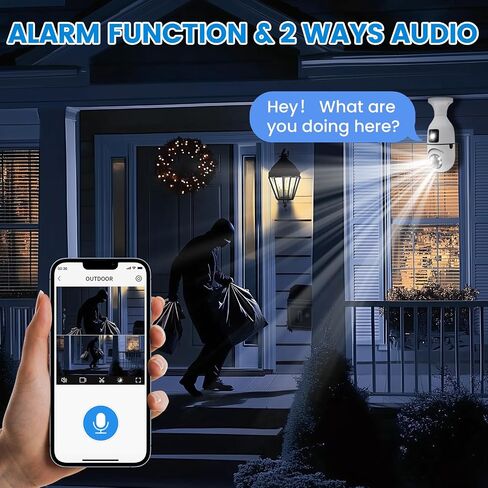E27 Socket Security Camera, 2K/3MP Outdoor 2.4G Hz WiFi E27 Camera for Home Security, 24/7 Recording and Alarm (Dual Lens) (2) in Saudi Arabia