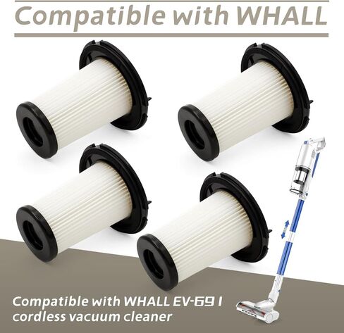 4-Pack Vacuum Filter Compatible with WHALL EV-691 Cordless Vacuum Cleaner for HEPA Washable Reusable, Dry Cleaner Filtration Part for Home in Saudi Arabia