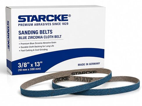 3/8 x 13 Inch Sanding Belts - Starcke Premium 80 Grit Blue Zirconia Cloth Belt Sanders for Woodworking, Metal, Composites & Aluminum, Autobody Sandpaper Belts, Narrow Air File Belt Sanding - 30 Pack | Blue Zirconia Cloth Belt Woodworking, Metal, Composite in Saudi Arabia