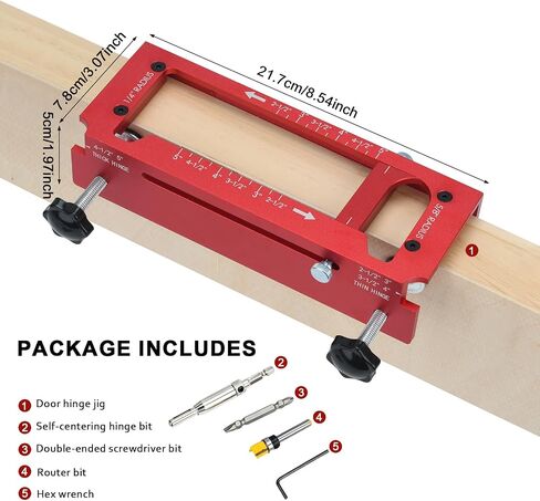 Door Hinge Jig, Aluminum Alloy Router Template for Hinge Mortising from 2.5" to 5" in Saudi Arabia