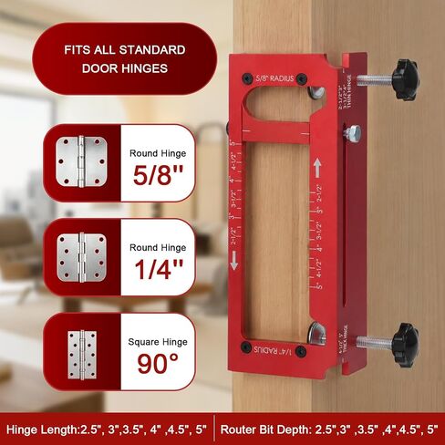 Door Hinge Jig, Aluminum Alloy Router Template for Hinge Mortising from 2.5" to 5" in Saudi Arabia