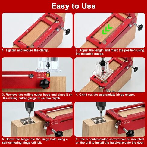 Door Hinge Jig, Aluminum Alloy Router Template for Hinge Mortising from 2.5" to 5" in Saudi Arabia