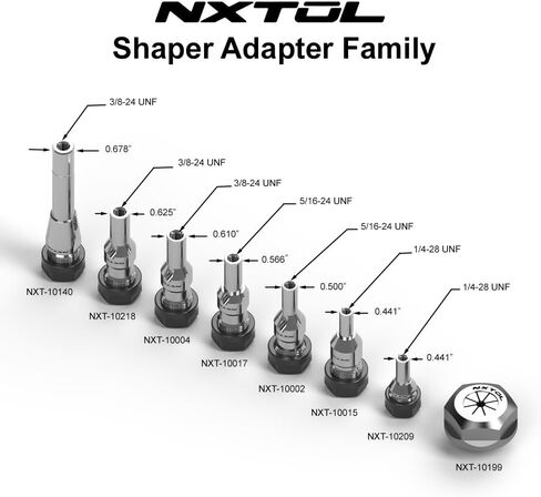 NXT-10015 Router Bit Spindle Adapter for Rockwell Shapers | Includes 1/4" and 1/2" ER20 collets| No slip, Improved Life, Easy cutter extraction | Made in U.S.A in Saudi Arabia