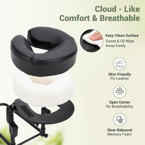 Massage Headrest for Bed, Sturdy Bed Massage Head Holder for Thick Mattresses, Adjustable Face Down Pillow for Post-Eye-Surgery Comfort & Home Spa, PU Leather Memory Foam Face Cradle (with Armrest) in Kuwait