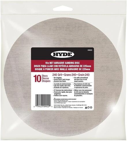 Hyde 09922 9" Disk Abrasive Sanding Net, 240 Grit, 10 pack in Saudi Arabia