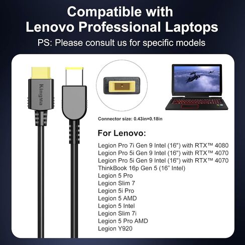 King Ma 330W Replacement DC Power Cable, XT60 to DC 11×4.5mm Connector, Compatible with Legion Laptops in Saudi Arabia