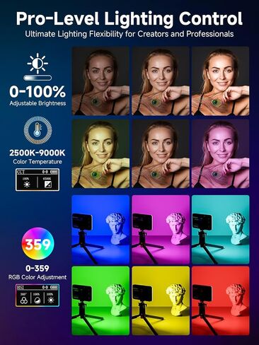 Moman LED Camera Light, RGB Video Lights for Photography, App Wireless Control, 2500-9000K, CRI 95+, Long Battery Life, Portable Lighting Panel with Cold Shoe, Fits for Sony/Canon Black in Saudi Arabia