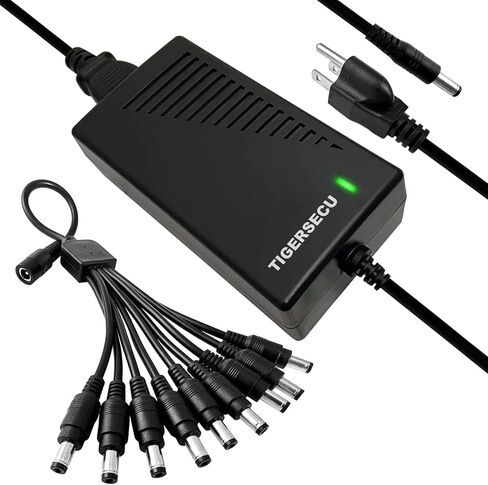 Security Camera Power Adapter with 9-Way Power Splitter, 12V 5A 100V-240V 2.1x5.5mm Power Supply, Compatible with Lorex, Samsung, Q-See, Night Owl, Swann, Annke IP and BNC Cameras | 2.1x5.5mm plug, 100V-240V input, multi-device wiring, for Lorex, Samsung, in Saudi Arabia
