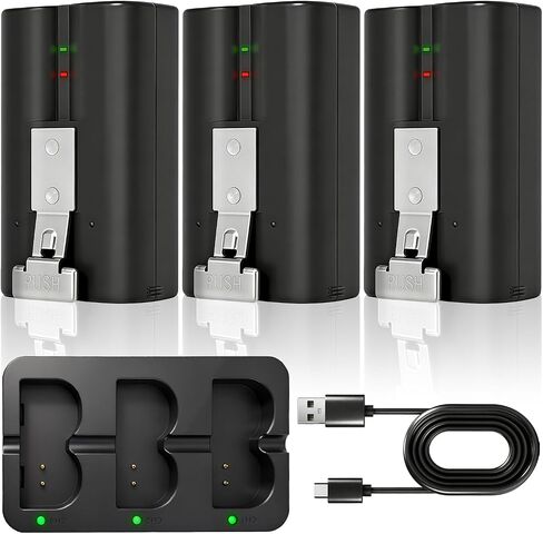 Styvra(3-Pack)6040mAh,3.65V Ring Doorbell Battery with Three-Channel Charger Station,Compatible with Ring-Doorbell-Camera 2/3/4/3 Plus, Stick Up Camera (2nd and 3rd Gen),Spotlight Cam and Peephole Cam in Kuwait