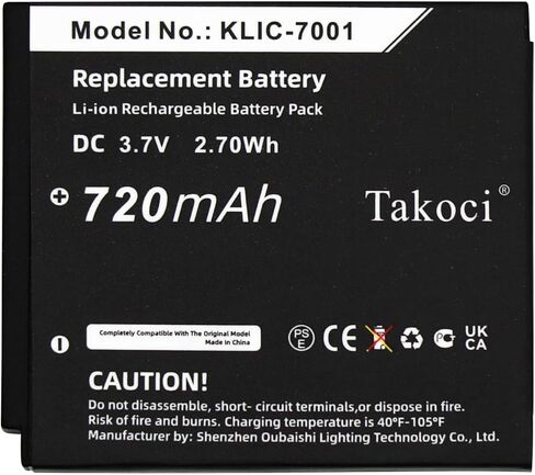 KLIC-7001 2-Pack Replacement Battery Compatible with Kodak EasyShare M763 M863 M320 M341 M340 M1063 V705 V550 M893 is M853 Zoom V610 M1073 is M753 Zoom V570 M1063 M1073IS,3.7V 720mAh in Kuwait
