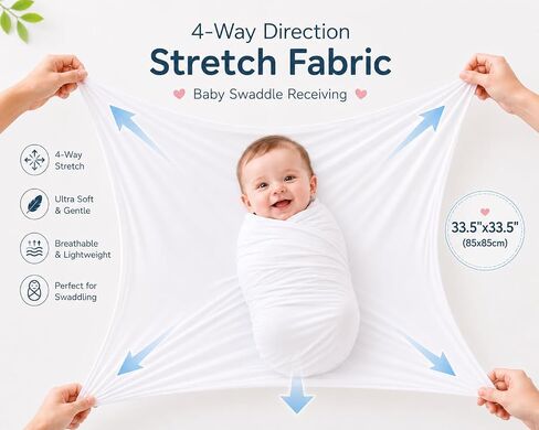 Stretchy Swaddle Blanket Receiving Blankets with Headband Cap for Unisex Newborn Baby 0-3 Months Boys Girls in Saudi Arabia