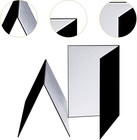 2X 3 in 1 Light Reflectors Photography Cardboards Foldable Lightweight Photography Prop Professional for Jewelry Still Life, Black White Silver, A4 in Kuwait