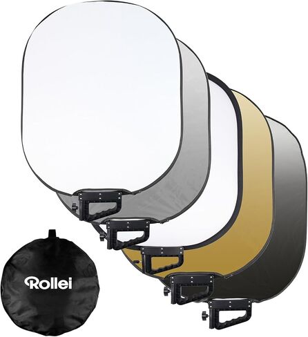 Rollei 5-in-1 Reflector Photography Foldable 72 x 90 cm Light Diffuser Photo for Portrait and Product Photography Lightweight Compact 700 g Outdoor Lighting with Carry Bag Photo Reflector Light in Kuwait
