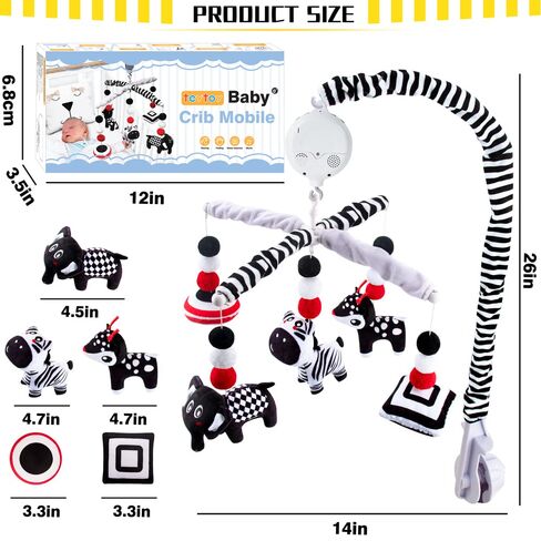 teytoy My First Baby Crib Mobile, Black and White Baby Mobile for Crib, High Contrast Mobile Toy for Newborn Infants Boys and Girls in Saudi Arabia