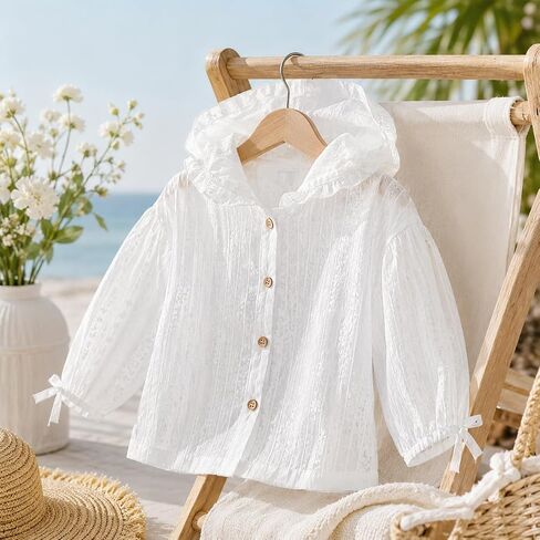 Infant Sun Protective Coat Breathable Outerwear Hoodie for Baby Girls Boys | Toddler 6M-4Y, lightweight UV jacket, soft & skin friendly, hooded for extra coverage, summer outdoor, beach and daily wear in Kuwait