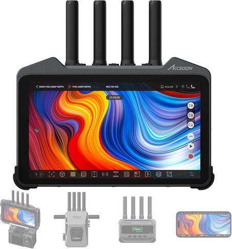 Accsoon CineView M7 Pro 4K60 مستقبل إرسال الفيديو اللاسلكي وشاشة الكاميرا، 7 بوصات تحكم في الكاميرا 3D LUT ثنائي النطاق SDI HDMI 1200ft 60ms مراقبة الهاتف المحمول، زوج CineView Master 4K/4K Lite/SE 4K/HE/SE in Kuwait