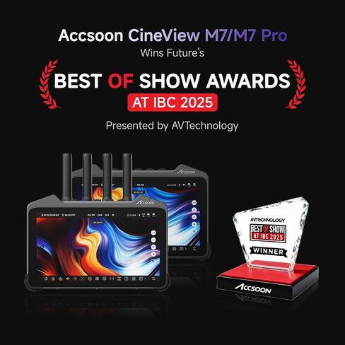 Accsoon CineView M7 Pro 4K60 مستقبل إرسال الفيديو اللاسلكي وشاشة الكاميرا، 7 بوصات تحكم في الكاميرا 3D LUT ثنائي النطاق SDI HDMI 1200ft 60ms مراقبة الهاتف المحمول، زوج CineView Master 4K/4K Lite/SE 4K/HE/SE in Kuwait