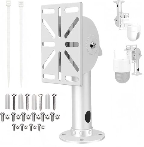 Security Camera Pole Mount with Universal Adapter - Ceiling/Wall Bracket for CCTV, Dome, PTZ Cameras (Aluminum Construction)(11.8 inches Wall Mount with Plate) in Saudi Arabia