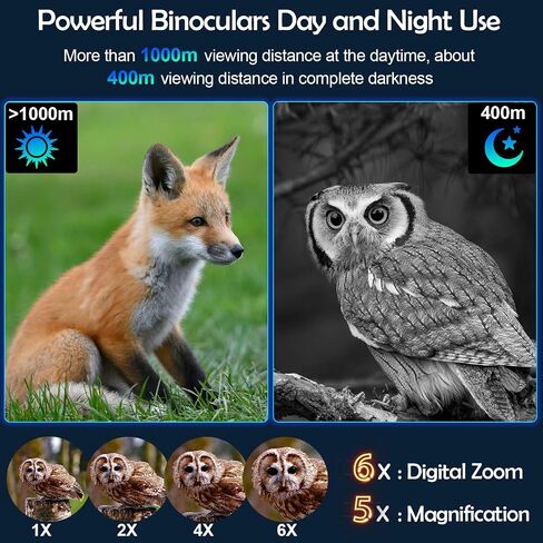Nightiger Night Vision Binoculars High Resolution 6x5 Excellent Color Optics Built-in 6000mAh Rechargeable Batteries HD Night Vision Goggles with Camera Night Vision Monocular Telescope Binoculars in Kuwait