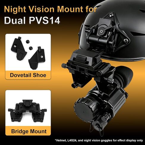 Night Vision Goggles Binocular Bridge Mount + Dovetail Shoe for Dual PVS14 | Metal Helmet NVG Mount,Monocular NVGs Parts,PVS-14 Adapter Compatible with PVS 14 Night-Vision Only in Saudi Arabia