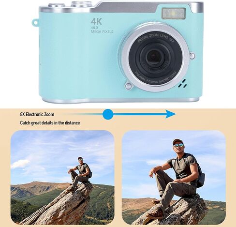 Digital Camera with 2.4" Flip Screen 18X Zoom, 48MP FHD 1080P Point and Shoot Camera Vlogging Camera for (Green) in Saudi Arabia